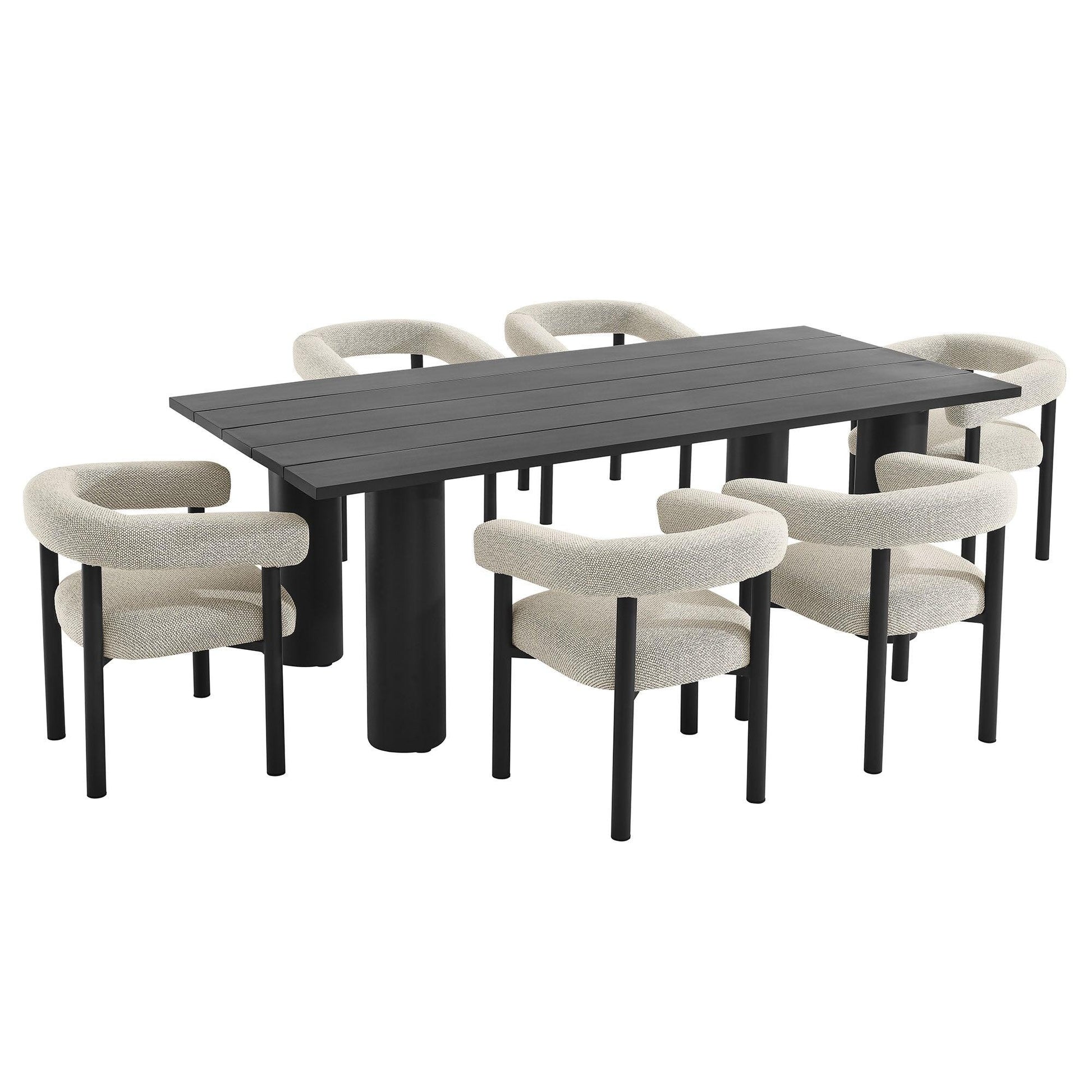 Nautica 7-Piece Rectangular Outdoor Patio Aluminum Dining Table and Chairs Set by Modway FredCo