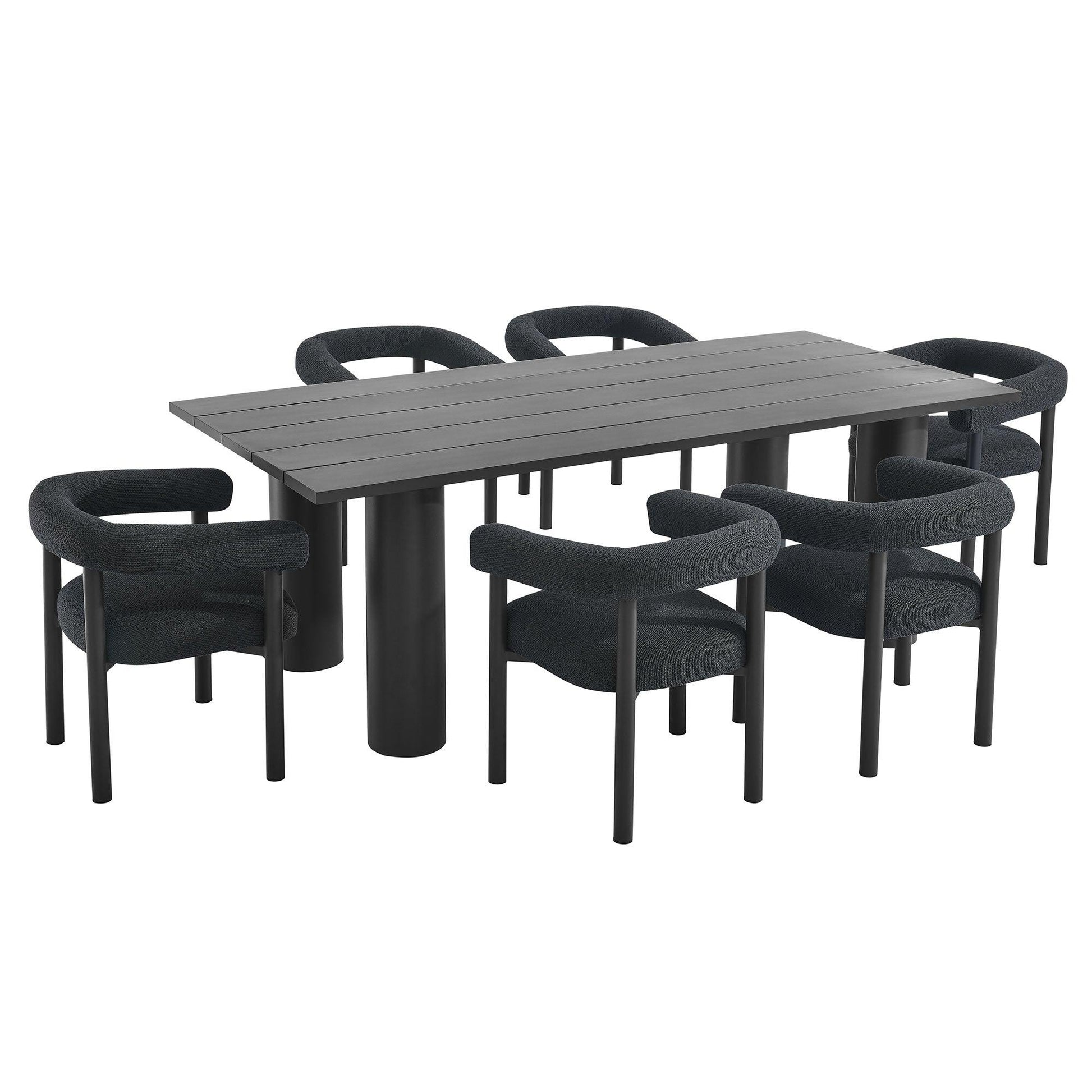 Nautica 7-Piece Rectangular Outdoor Patio Aluminum Dining Table and Chairs Set by Modway FredCo