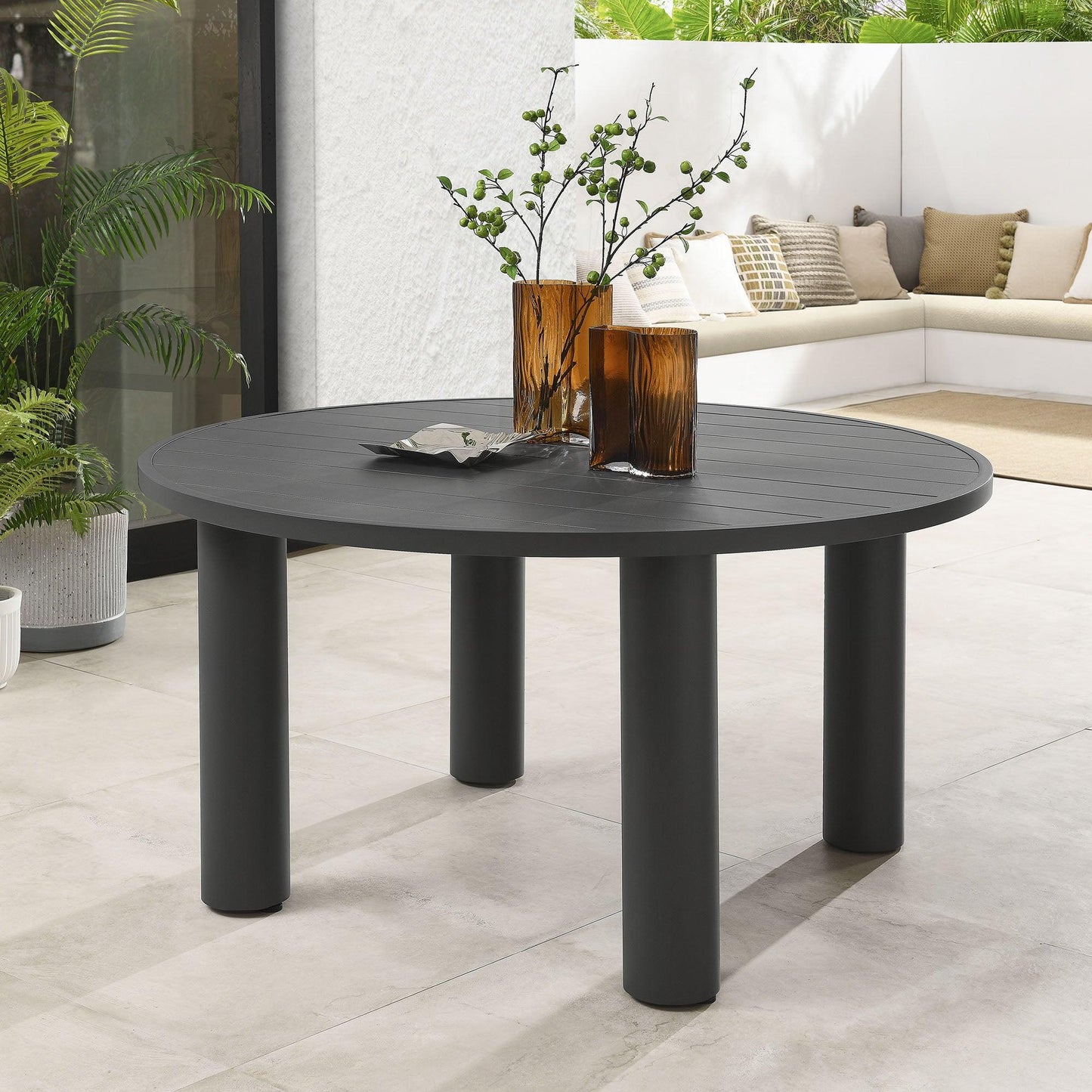 Nautica Outdoor Patio 60" Round Aluminum Dining Table by Modway FredCo
