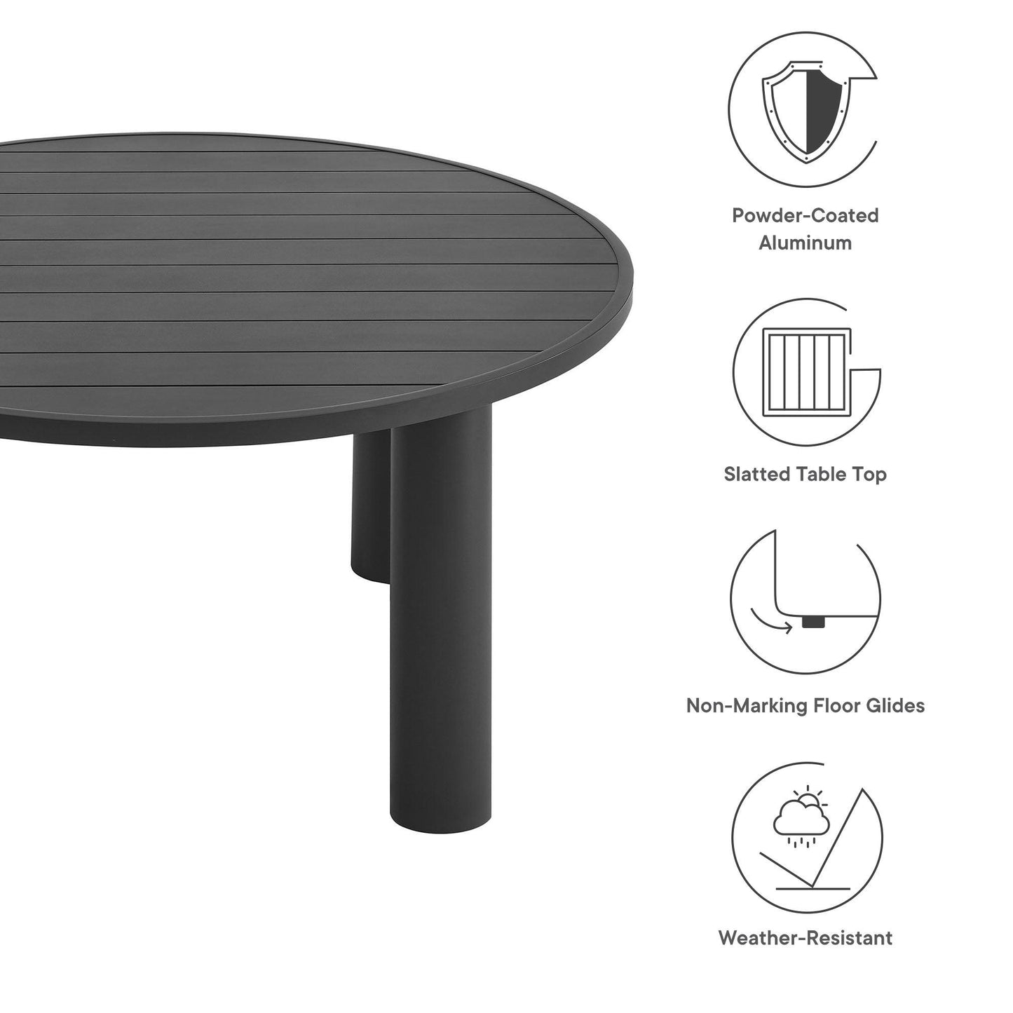 Nautica Outdoor Patio 60" Round Aluminum Dining Table by Modway FredCo