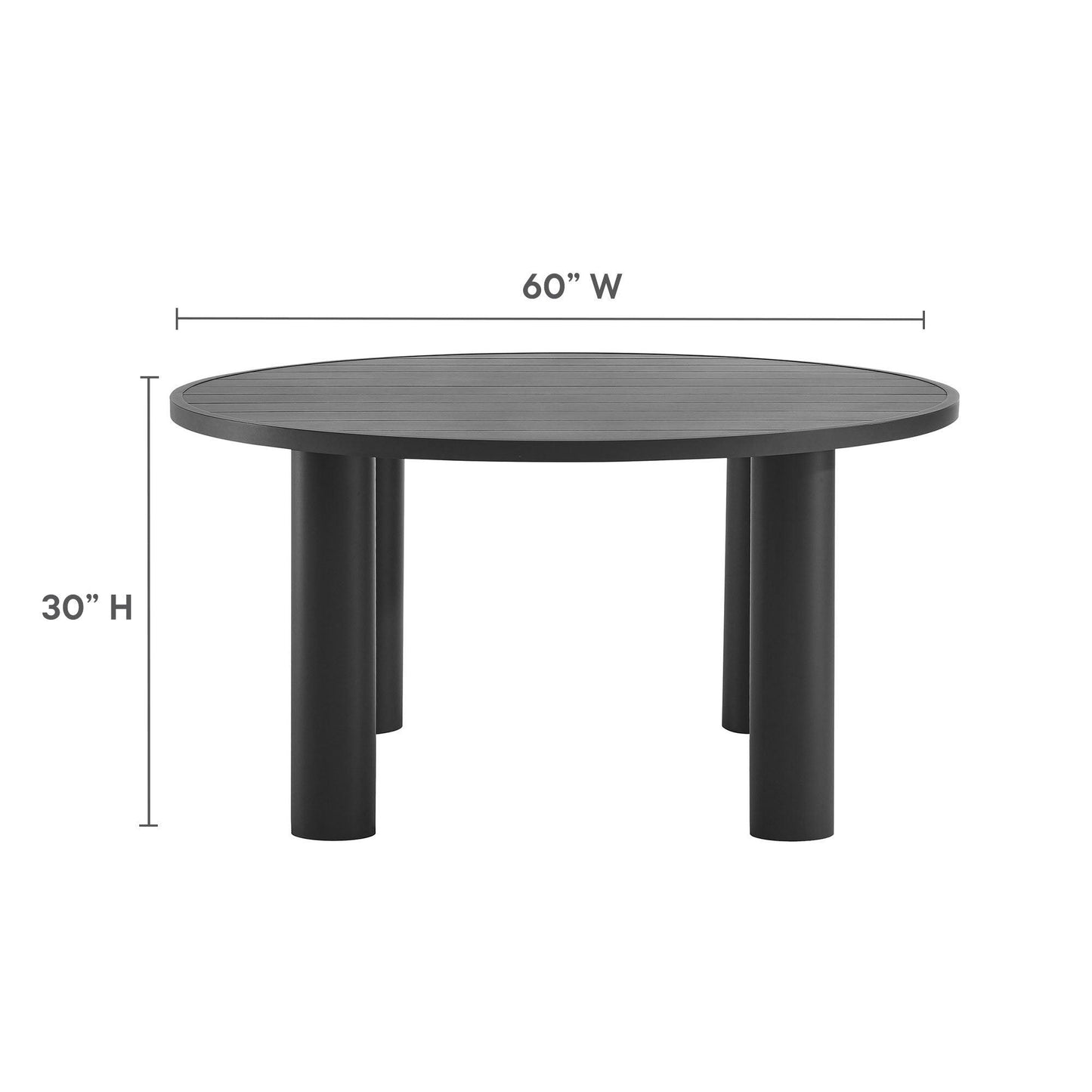 Nautica Outdoor Patio 60" Round Aluminum Dining Table by Modway FredCo