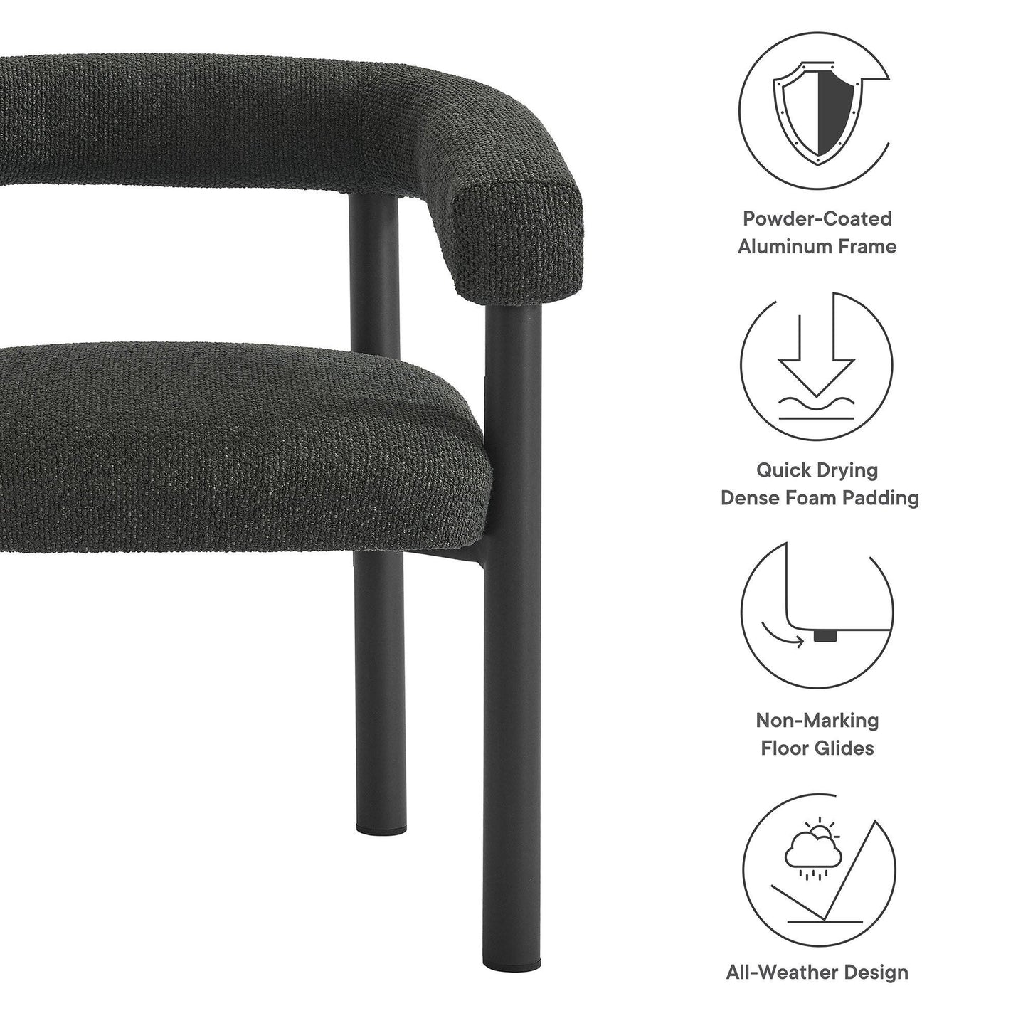 Nautica Outdoor Patio Aluminum Dining Armchairs Set of 2 by Modway FredCo
