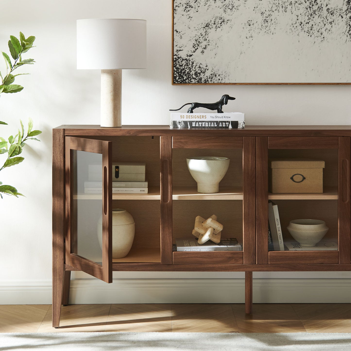 Nell 72" Glass Door Sideboard Storage Display Cabinet by Modway EEI-7319 FredCo
