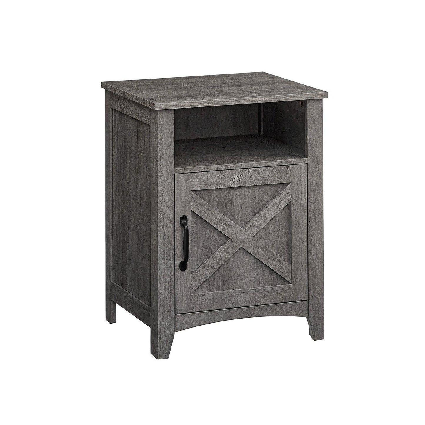 Nightstand with Cabinet and Compartment Misty Gray FredCo