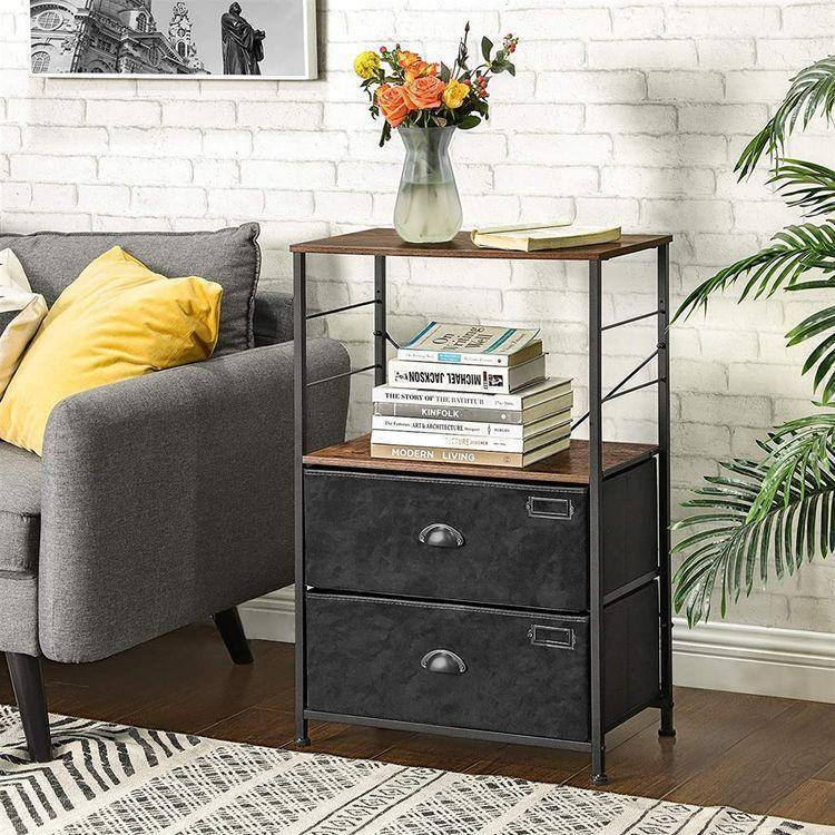 Nightstand with Fabric Drawers FredCo