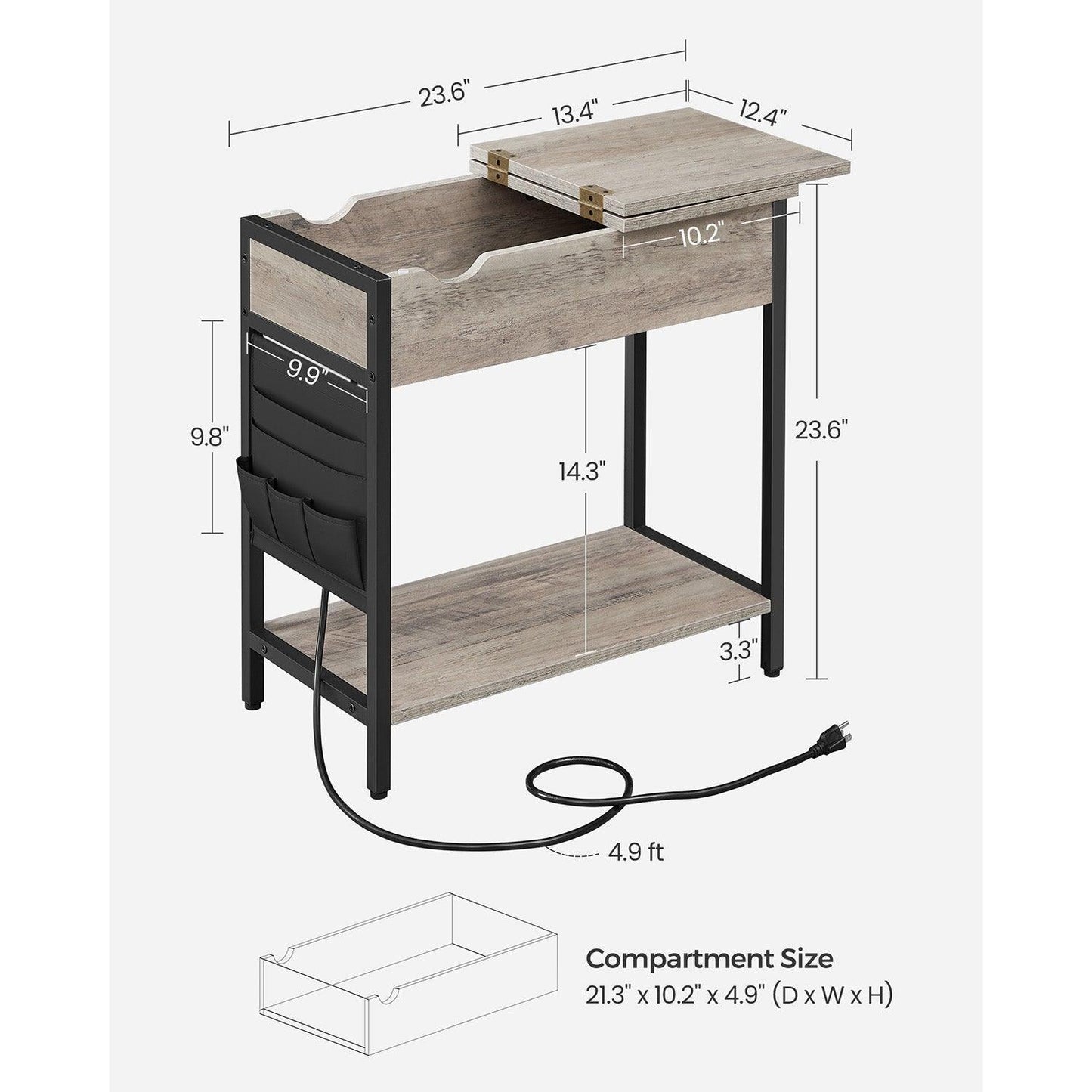Nightstand with USB Ports and Outlets FredCo