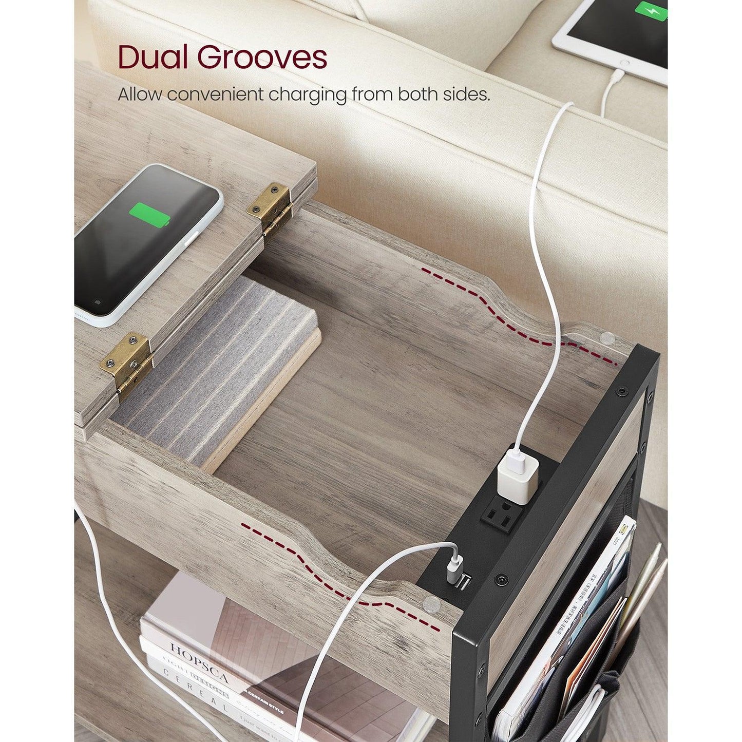 Nightstand with USB Ports and Outlets FredCo