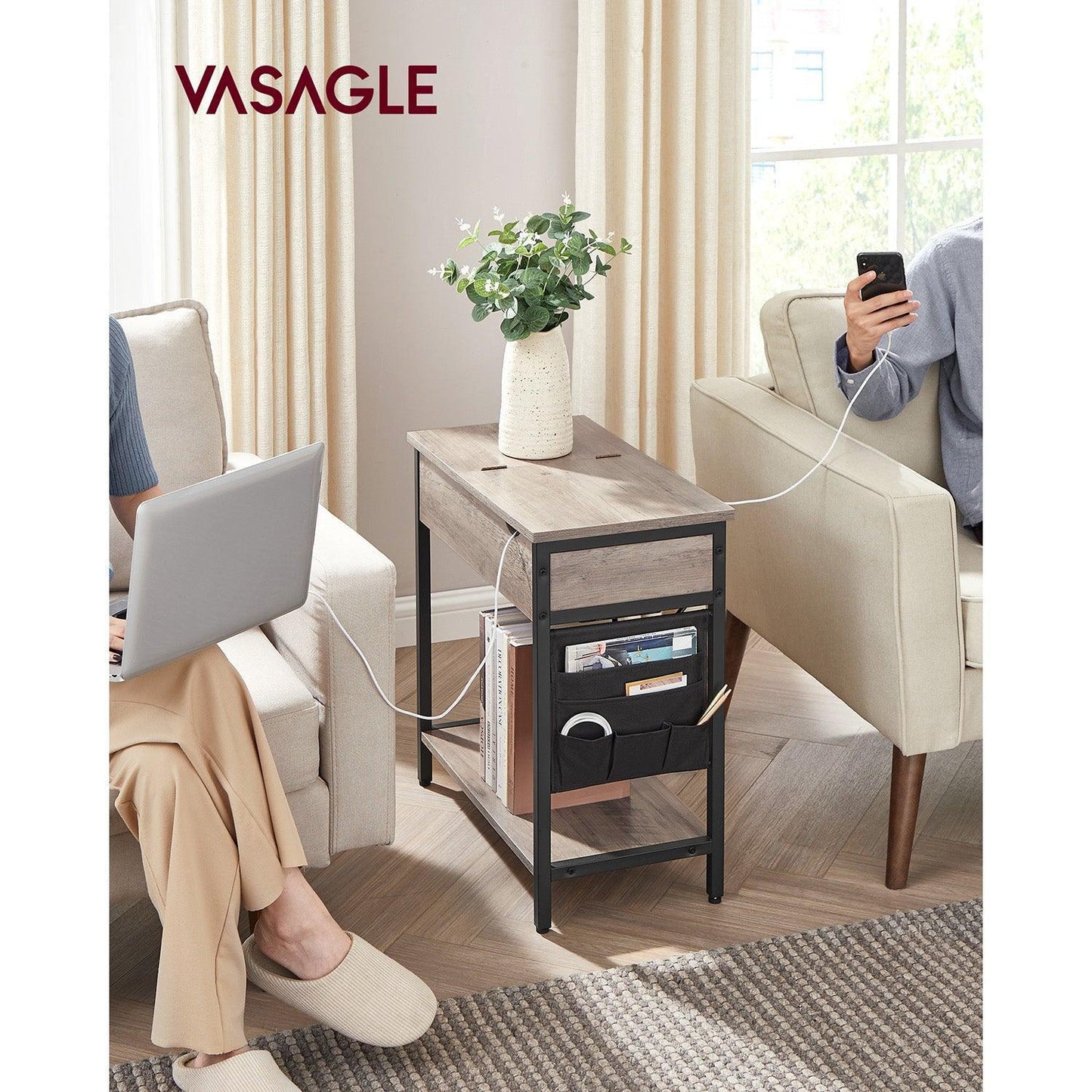 Nightstand with USB Ports and Outlets FredCo