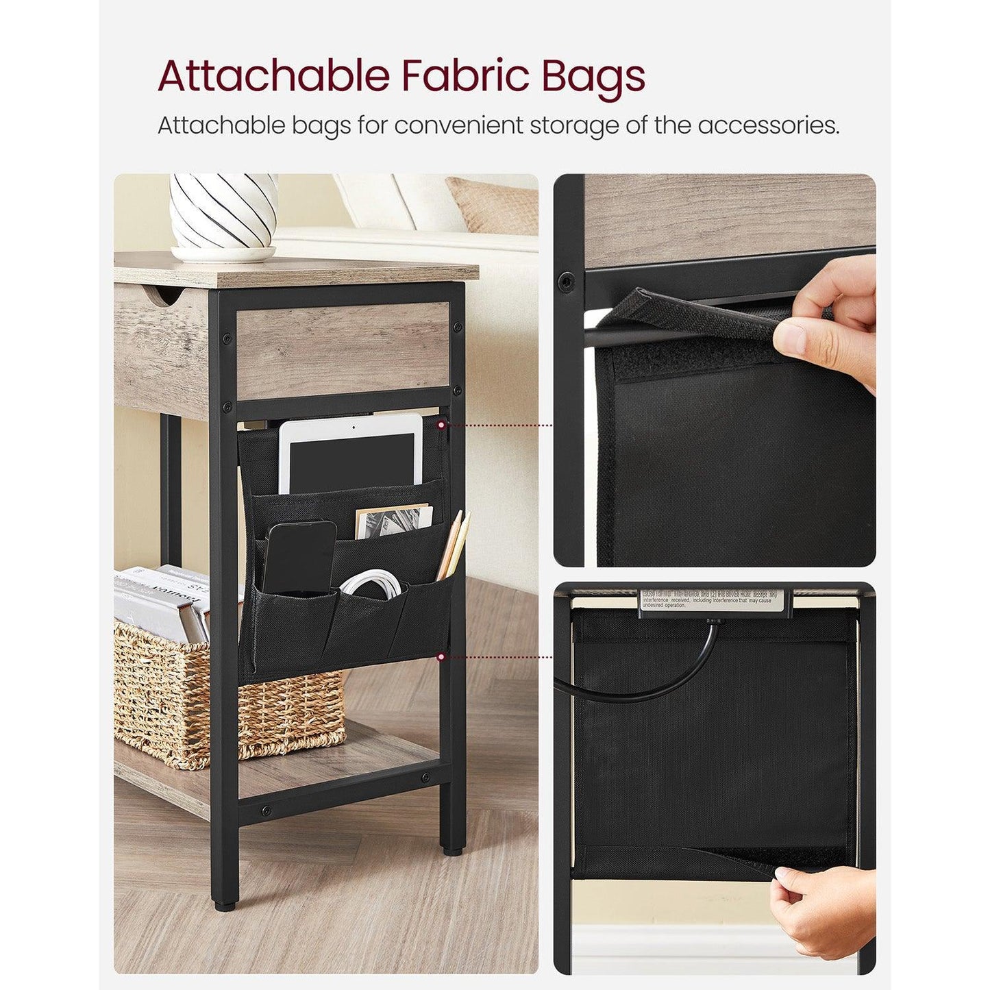 Nightstand with USB Ports and Outlets FredCo