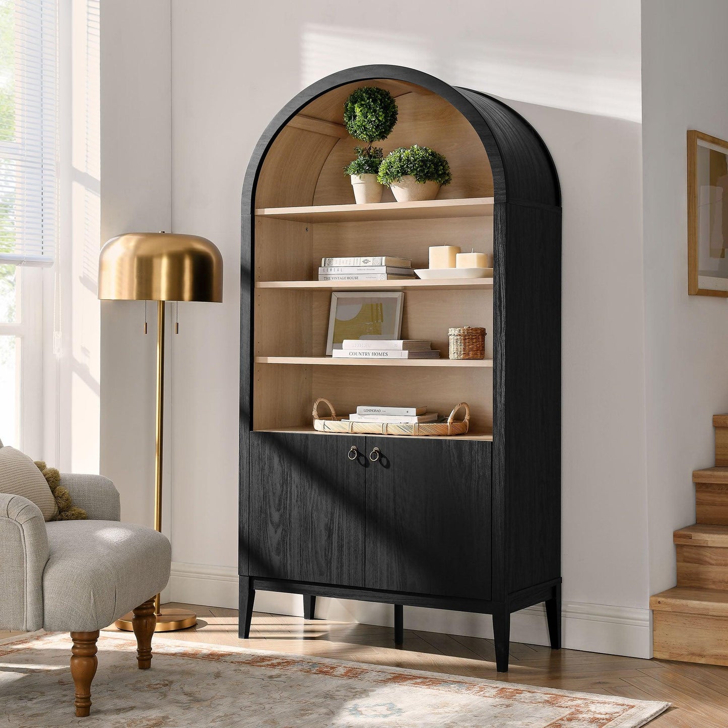 Nolan 74" Tall Wide Arched Storage Display Cabinet Bookshelf by Modway EEI-7169 FredCo