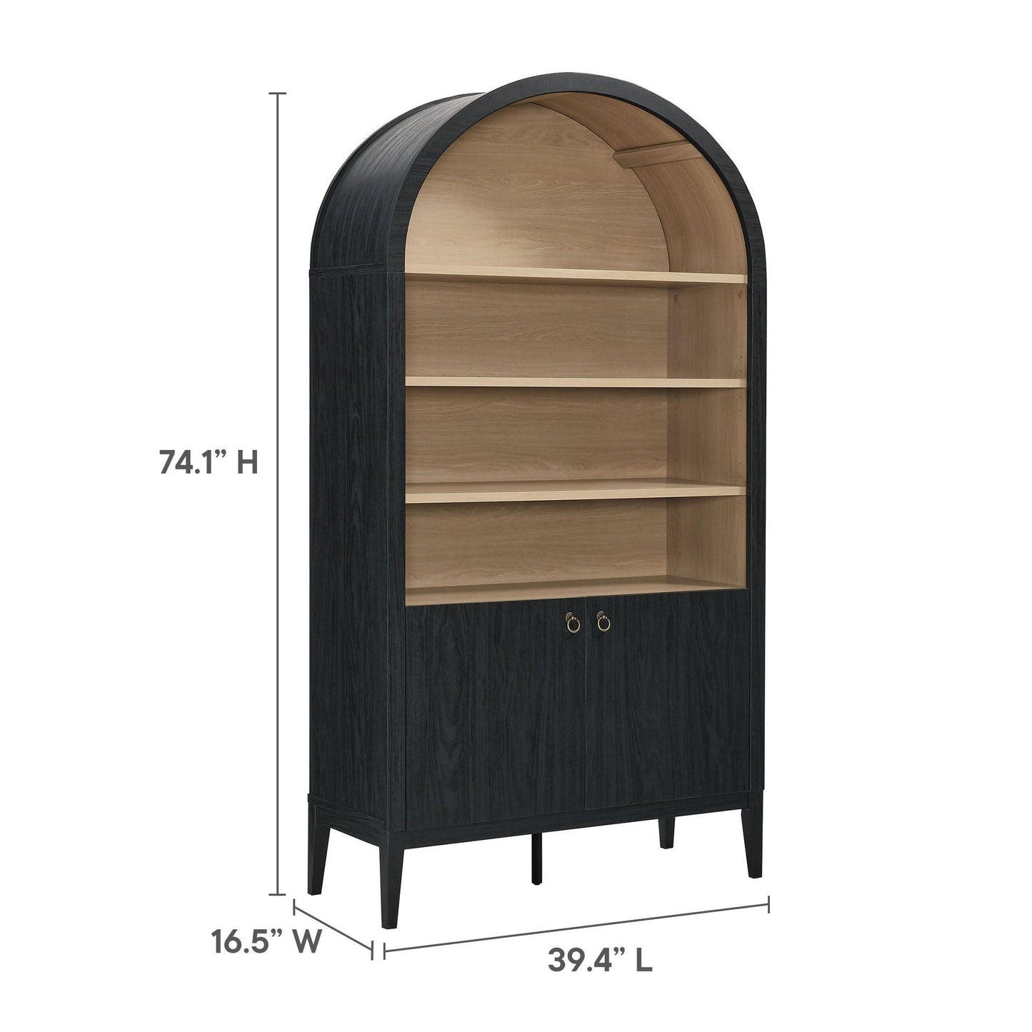 Nolan 74" Tall Wide Arched Storage Display Cabinet Bookshelf by Modway EEI-7169 FredCo
