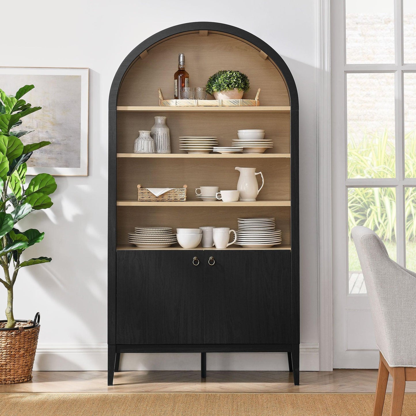 Nolan 74" Tall Wide Arched Storage Display Cabinet Bookshelf by Modway EEI-7169 FredCo