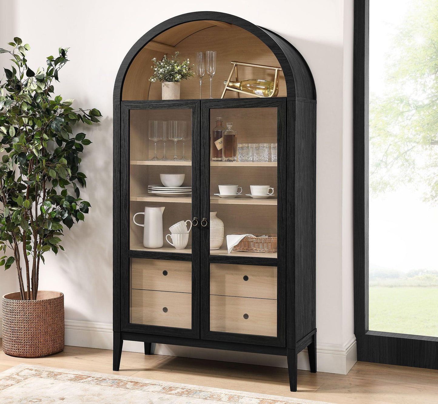 Nolan 74" Tall Wide Arched Storage Display Cabinet by Modway EEI-7168 FredCo