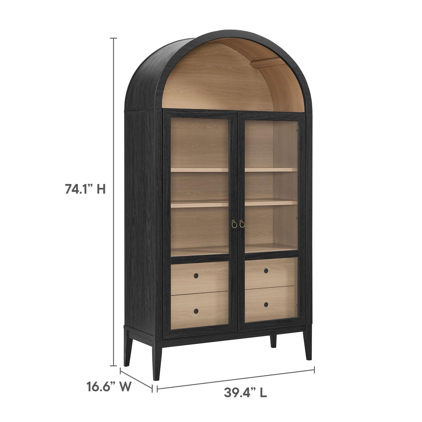 Nolan 74" Tall Wide Arched Storage Display Cabinet by Modway EEI-7168 FredCo