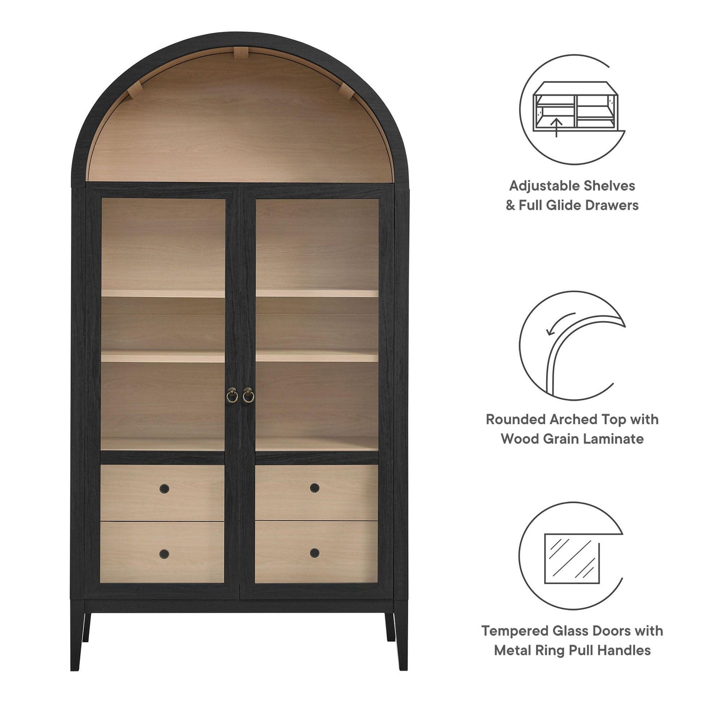 Nolan 74" Tall Wide Arched Storage Display Cabinet by Modway EEI-7168 FredCo