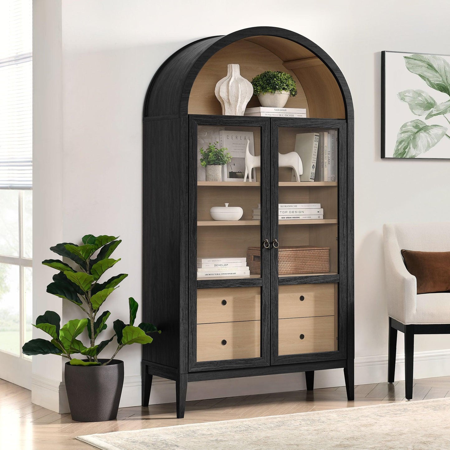 Nolan 74" Tall Wide Arched Storage Display Cabinet by Modway EEI-7168 FredCo