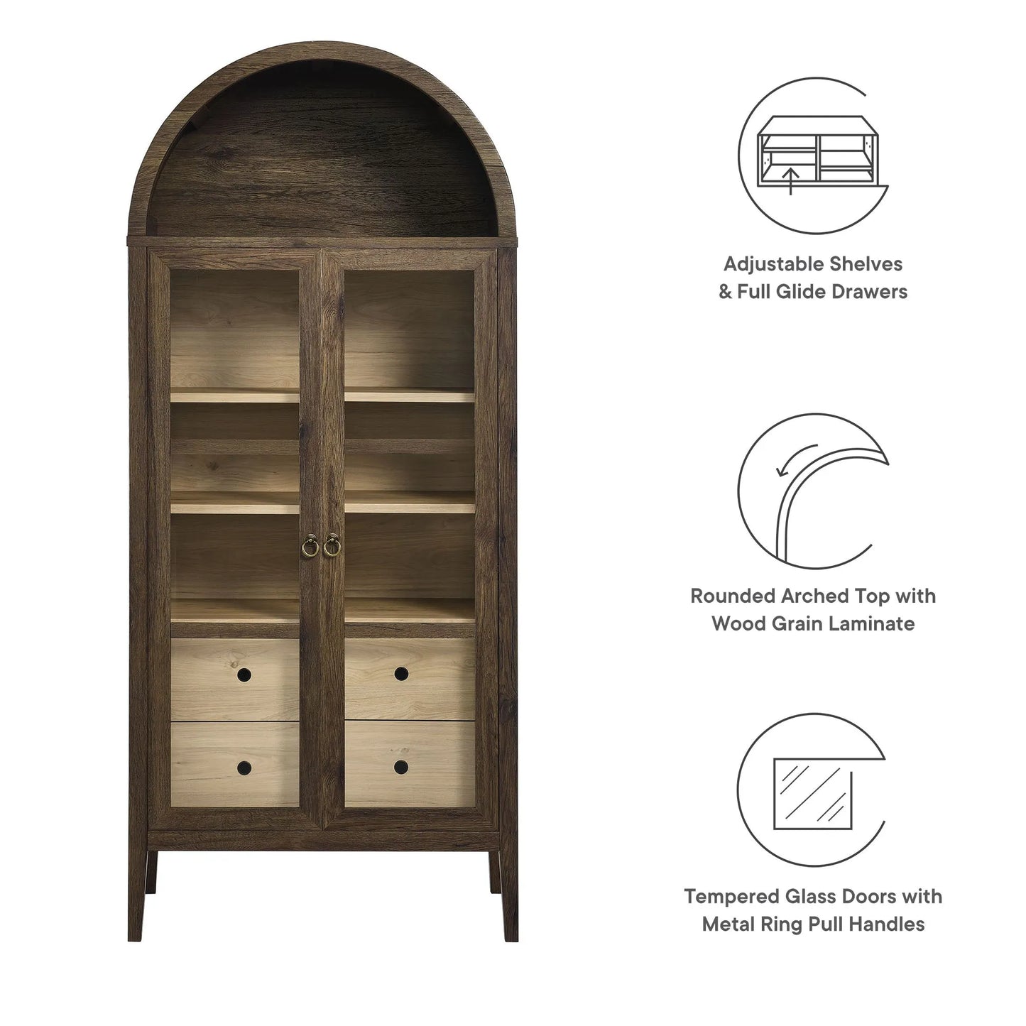 Nolan Tall Arched Storage Display Cabinet by Modway EEI-6639 FredCo