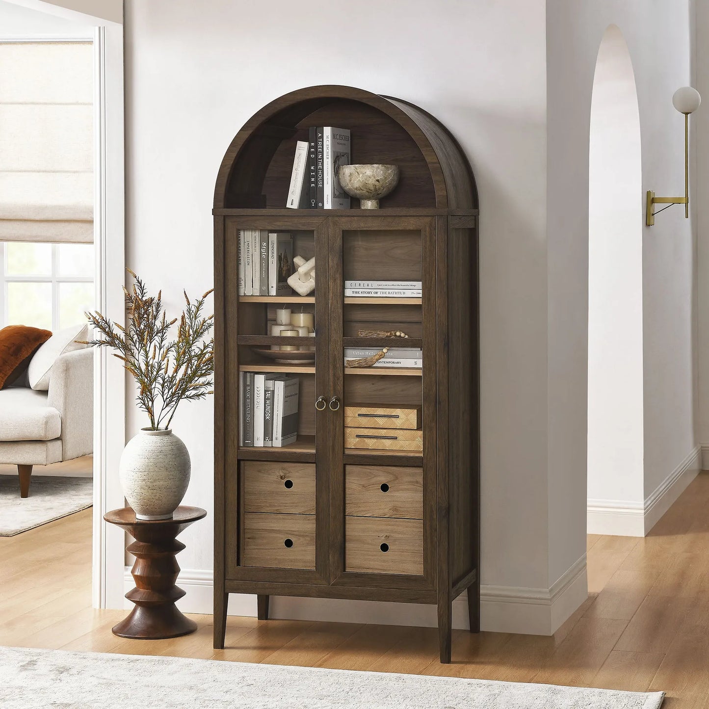 Nolan Tall Arched Storage Display Cabinet by Modway EEI-6639 FredCo