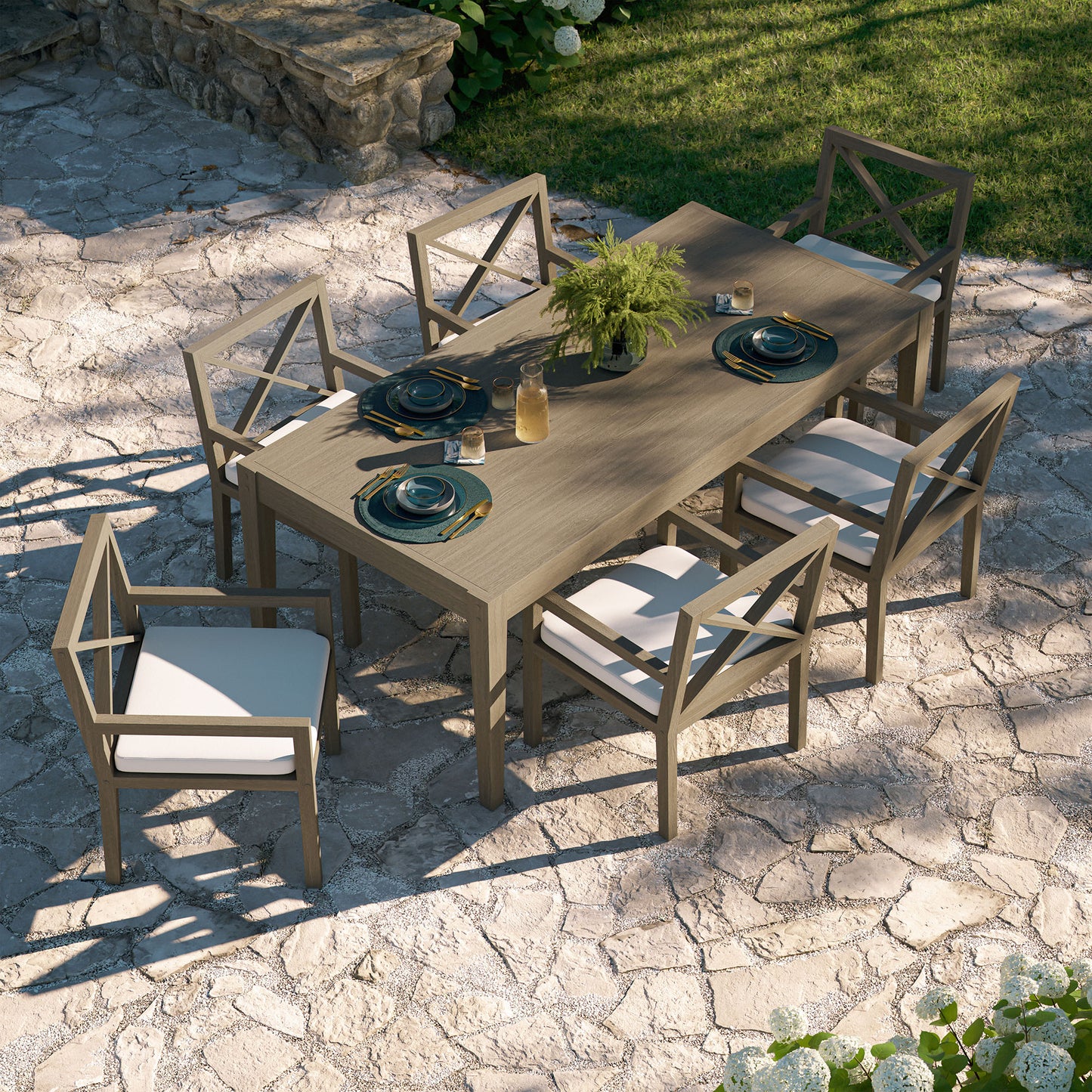 Northlake 7-Piece Outdoor Patio Teak Wood Dining Set by Modway EEI-7445 FredCo
