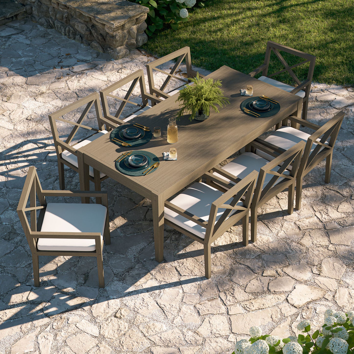 Northlake 9-Piece Outdoor Patio Teak Wood Dining Set by Modway EEI-7271 FredCo
