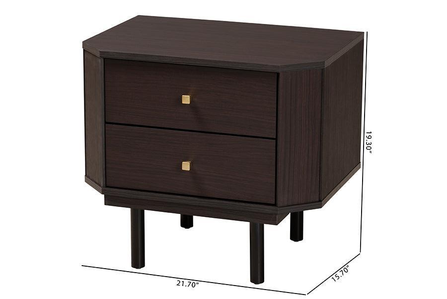 Norwood Modern Transitional Two-Tone Black and Espresso Brown Finished Wood 2-Drawer End Table FredCo