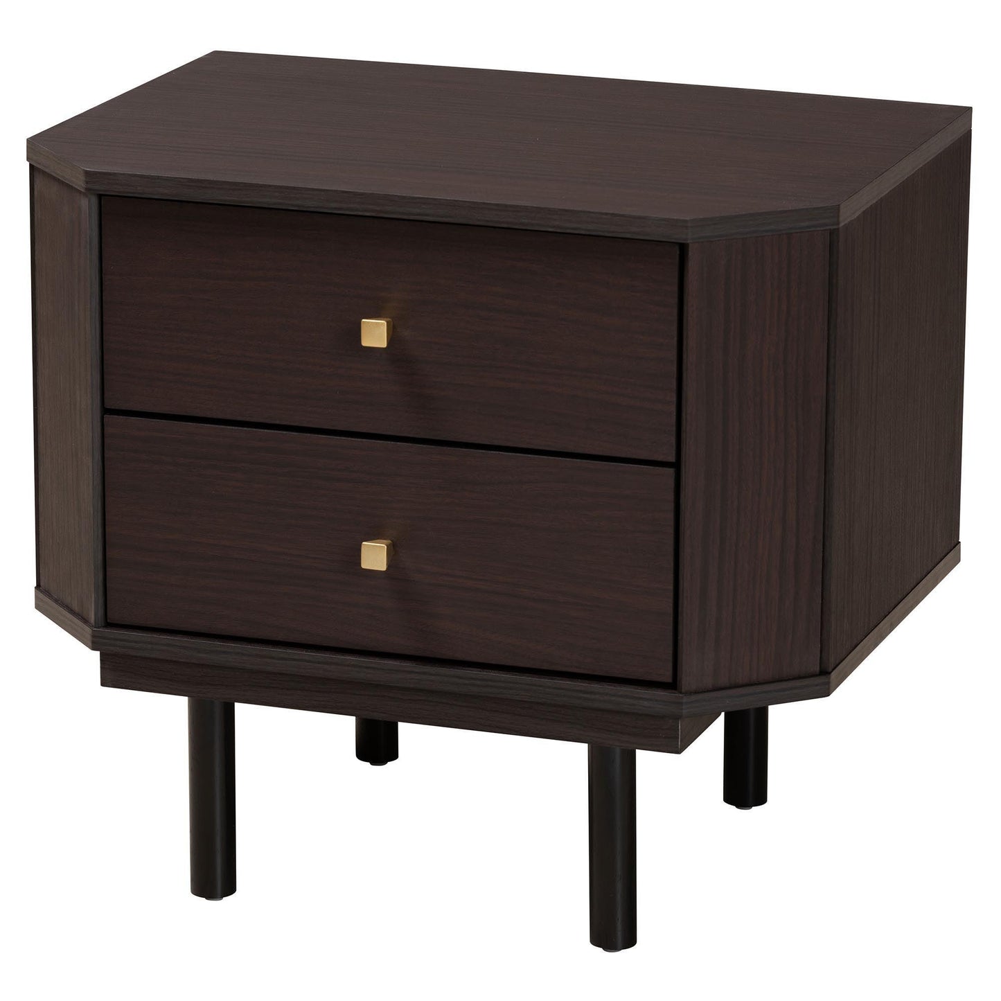 Norwood Modern Transitional Two-Tone Black and Espresso Brown Finished Wood 2-Drawer End Table FredCo