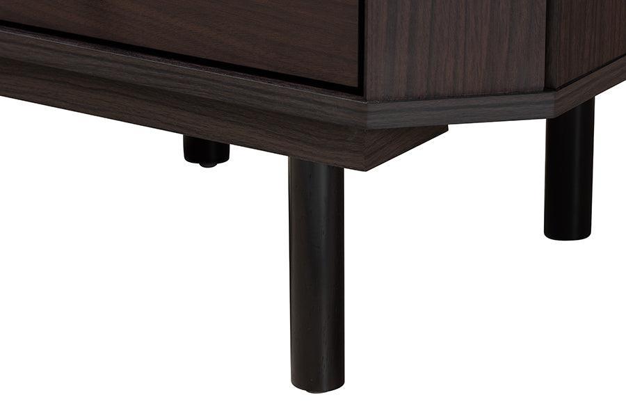 Norwood Modern Transitional Two-Tone Black and Espresso Brown Finished Wood 2-Drawer End Table FredCo