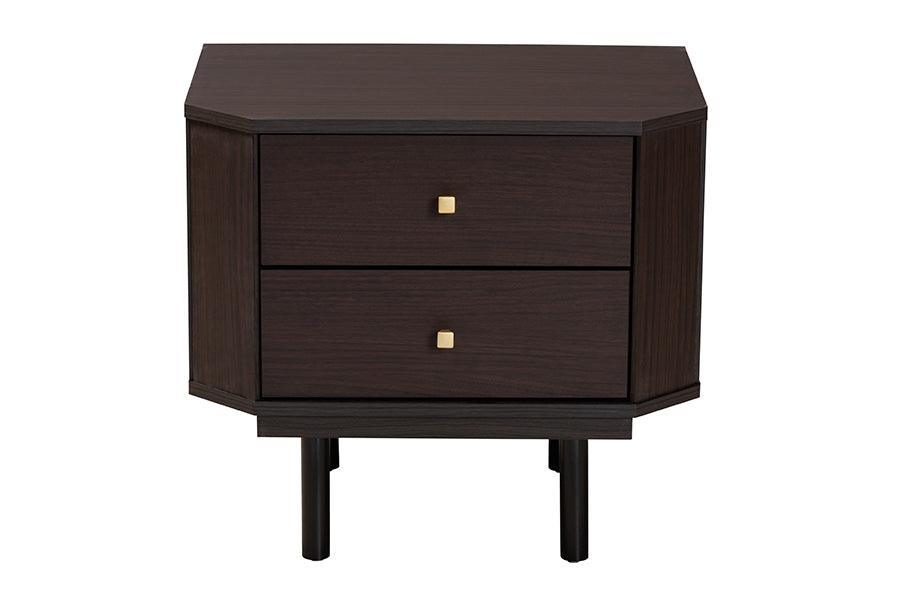 Norwood Modern Transitional Two-Tone Black and Espresso Brown Finished Wood 2-Drawer End Table FredCo