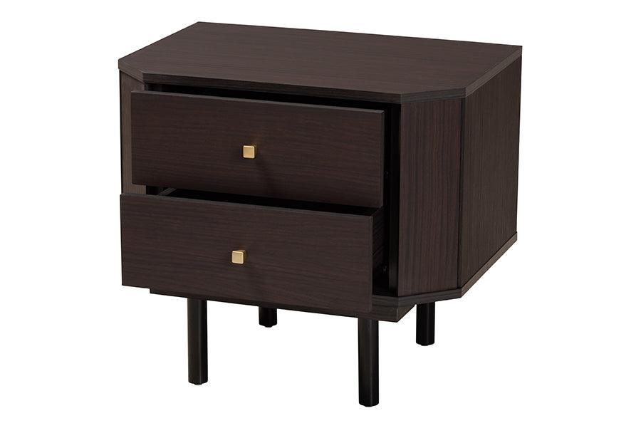 Norwood Modern Transitional Two-Tone Black and Espresso Brown Finished Wood 2-Drawer End Table FredCo
