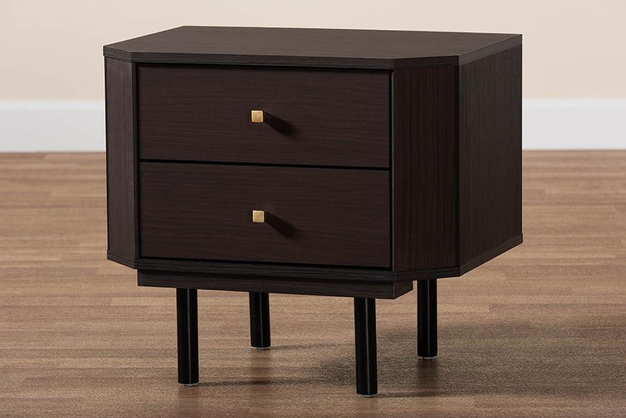 Norwood Modern Transitional Two-Tone Black and Espresso Brown Finished Wood 2-Drawer End Table FredCo