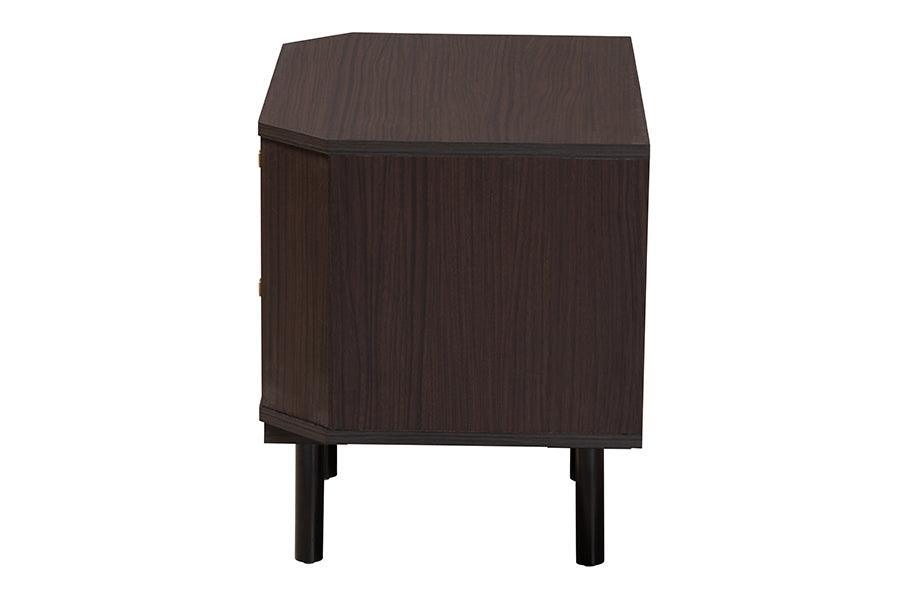 Norwood Modern Transitional Two-Tone Black and Espresso Brown Finished Wood 2-Drawer End Table FredCo