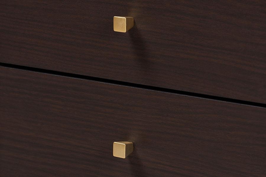 Norwood Modern Transitional Two-Tone Black and Espresso Brown Finished Wood 2-Drawer End Table FredCo