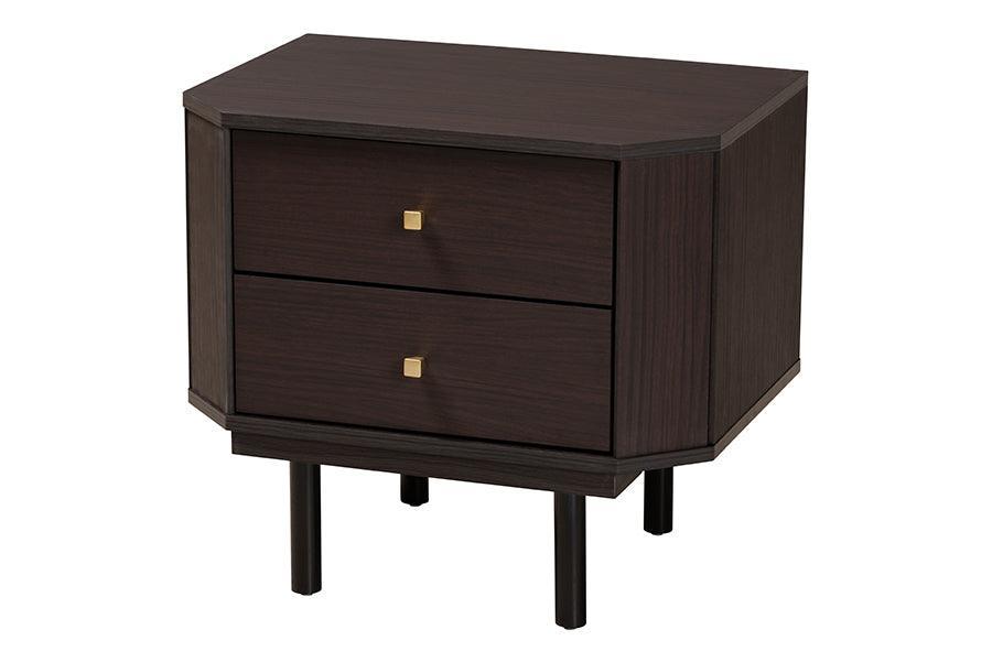 Norwood Modern Transitional Two-Tone Black and Espresso Brown Finished Wood 2-Drawer End Table FredCo