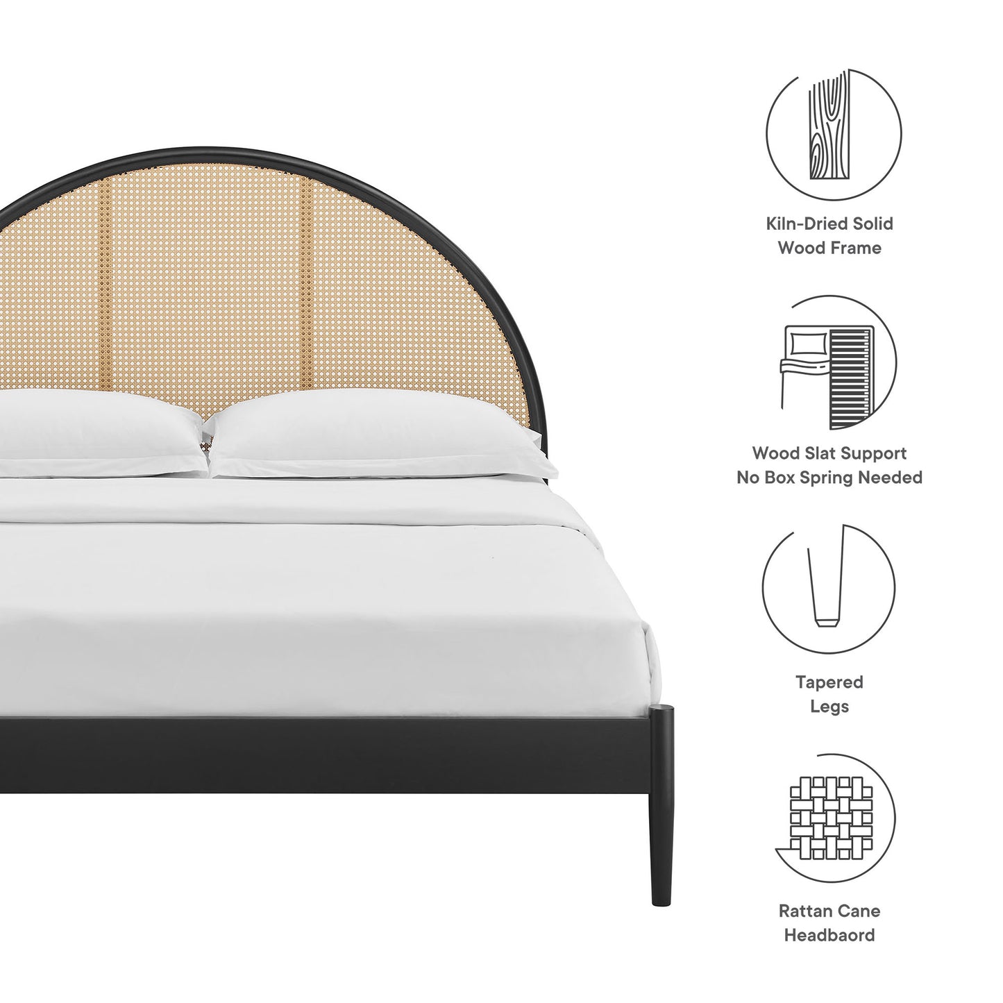 Odette Queen Arched Rattan Cane Platform Bed by Modway MOD-7214 FredCo