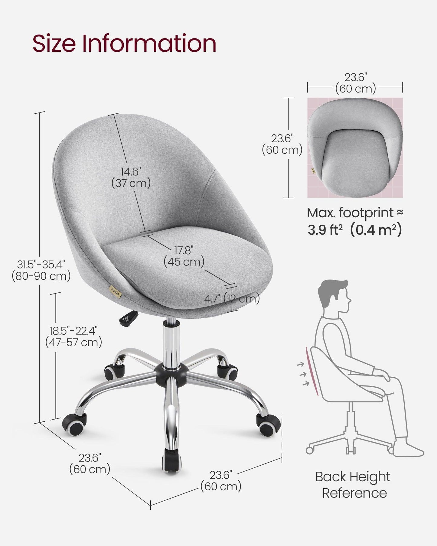 Office Chair with Cotton-Linen Fabric Dove Gray FredCo