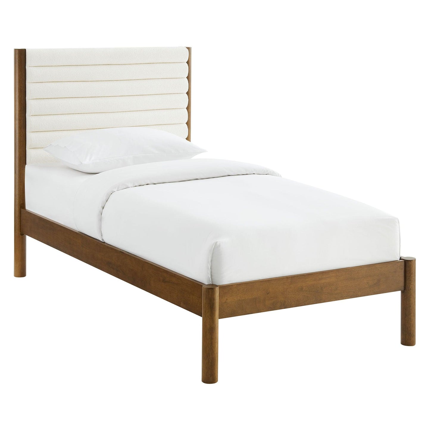 Olea Channel Tufted Boucle Solid Wood Twin Platform Bed by Modway FredCo
