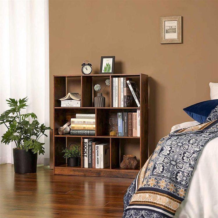 Open Shelves Wooden Bookcase 6 Slots FredCo