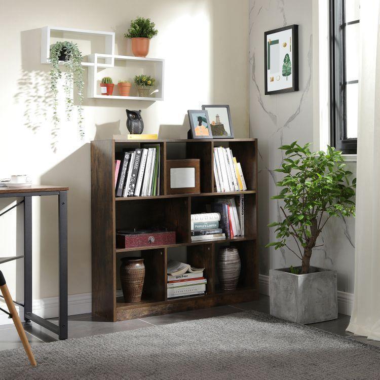 Open Shelves Wooden Bookcase 6 Slots FredCo