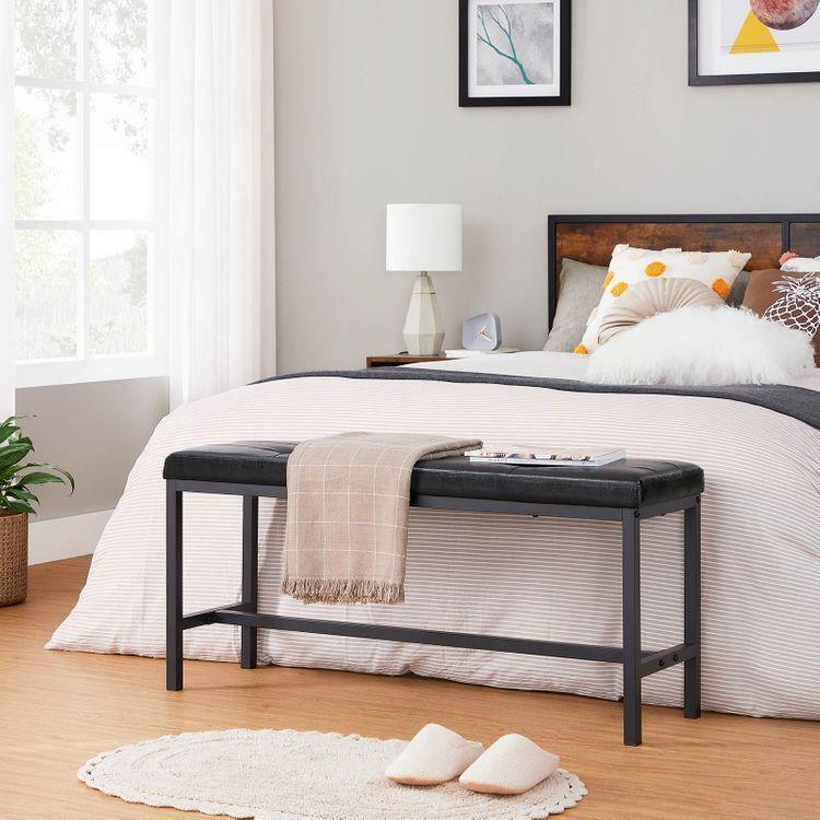 Ottoman Bench with PU Leather Padded Seat FredCo