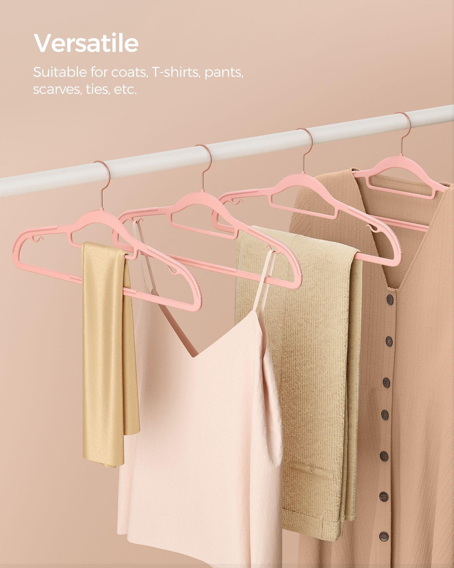 Pack of 50 Non-Slip Coat Hangers with360° Swivel Hook FredCo