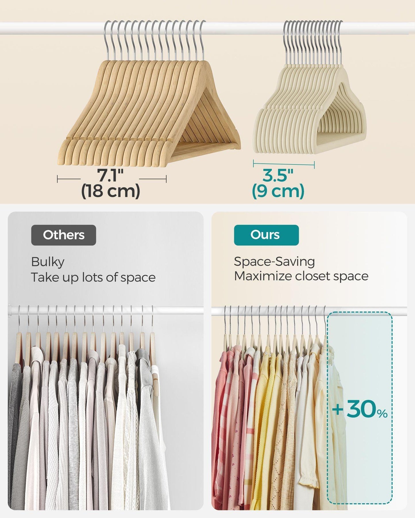 Pack of 50 Velvet Baby Hangers Sand Beige FredCo
