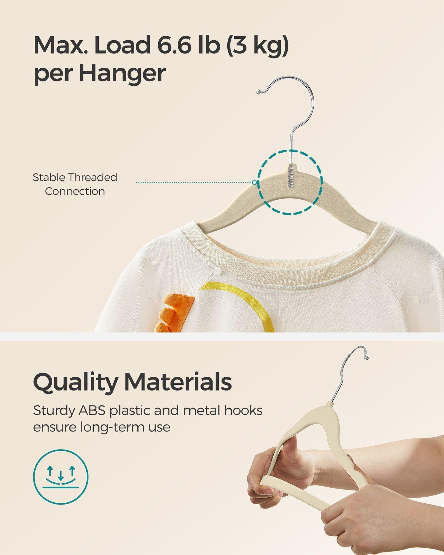 Pack of 50 Velvet Baby Hangers Sand Beige FredCo