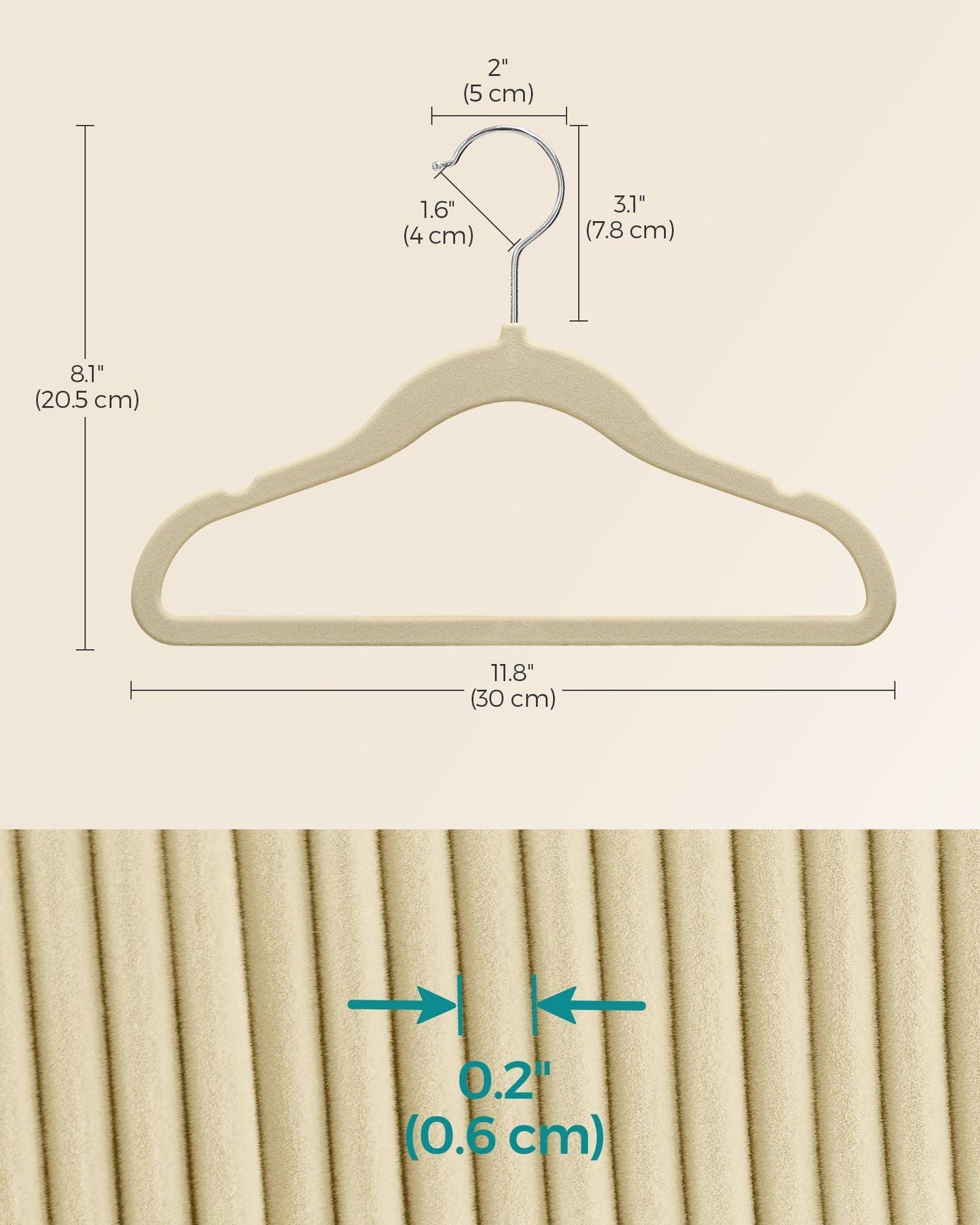 Pack of 50 Velvet Baby Hangers Sand Beige FredCo