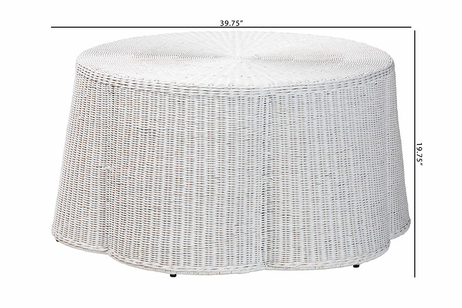 Palm Scalloped Natural Rattan Coffee Table FredCo