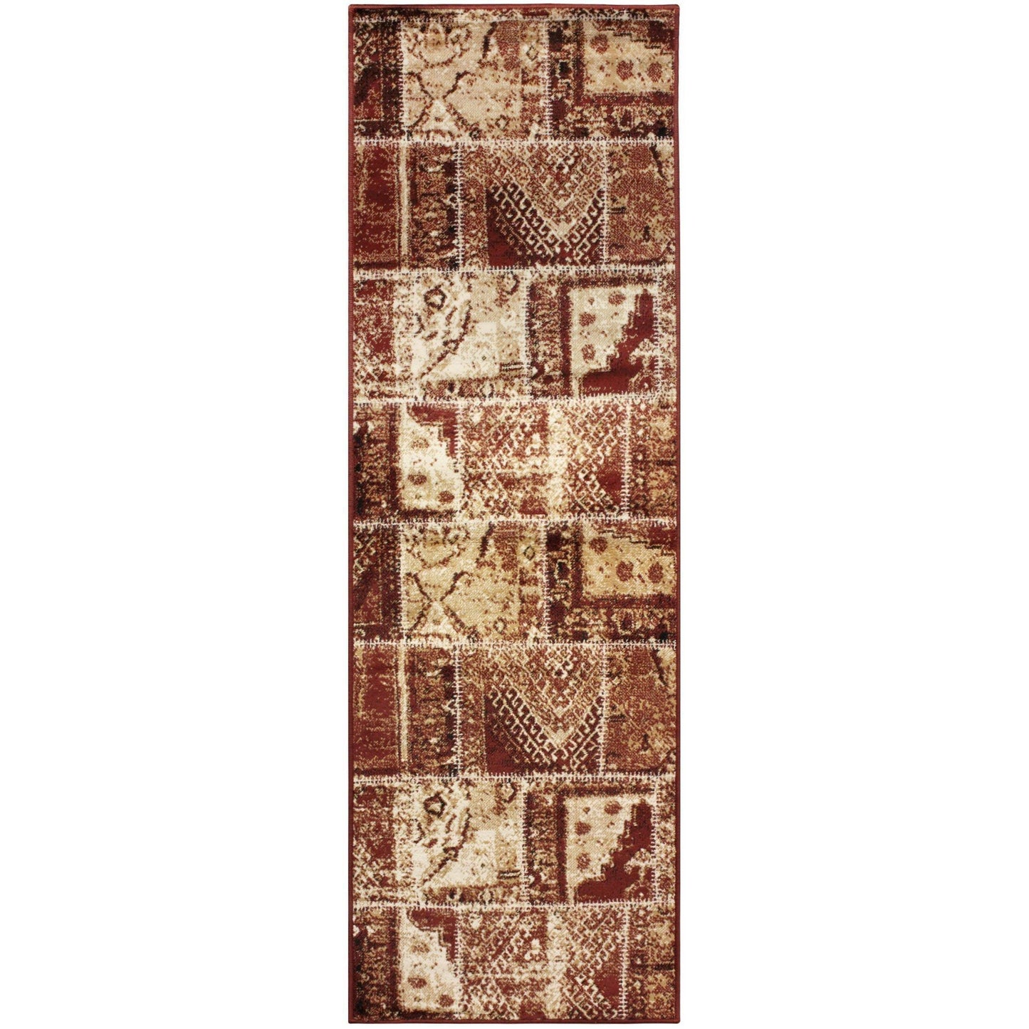 Parquet Contemporary Tribal Patchwork Distressed Rug FredCo