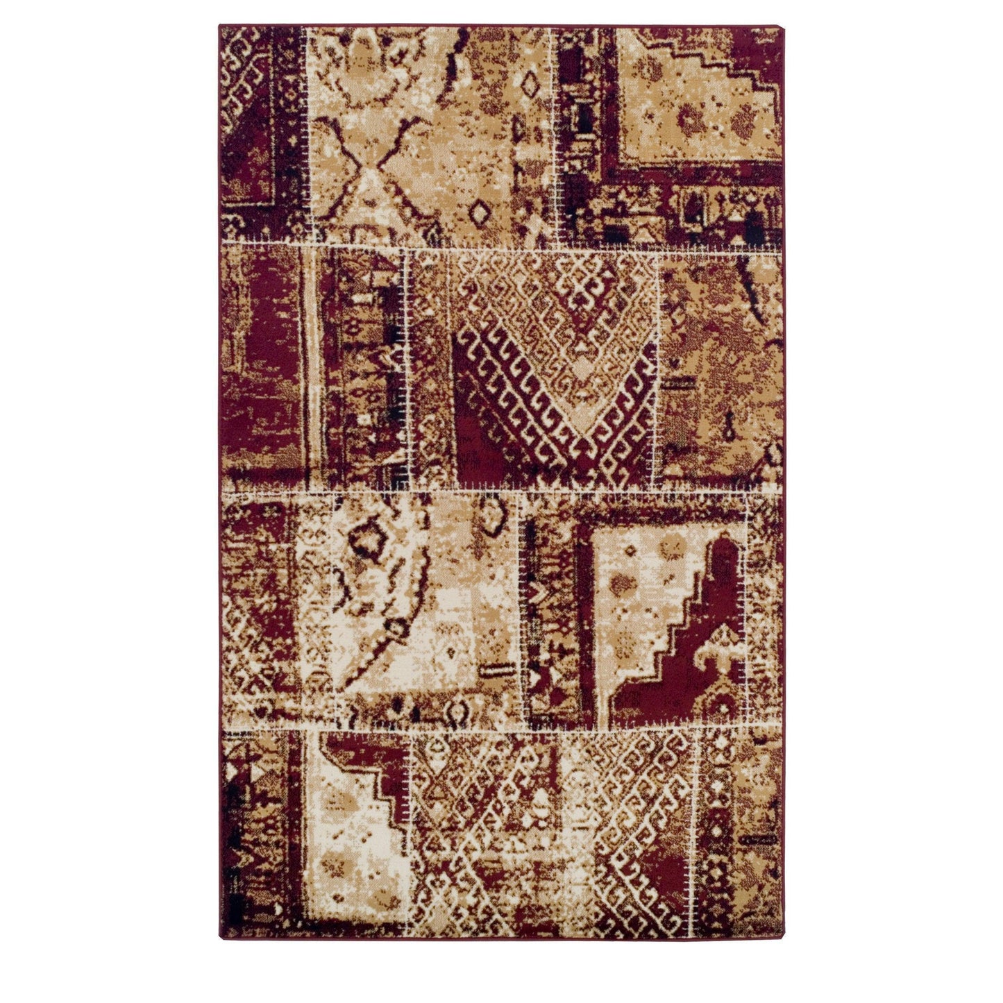 Parquet Contemporary Tribal Patchwork Distressed Rug FredCo
