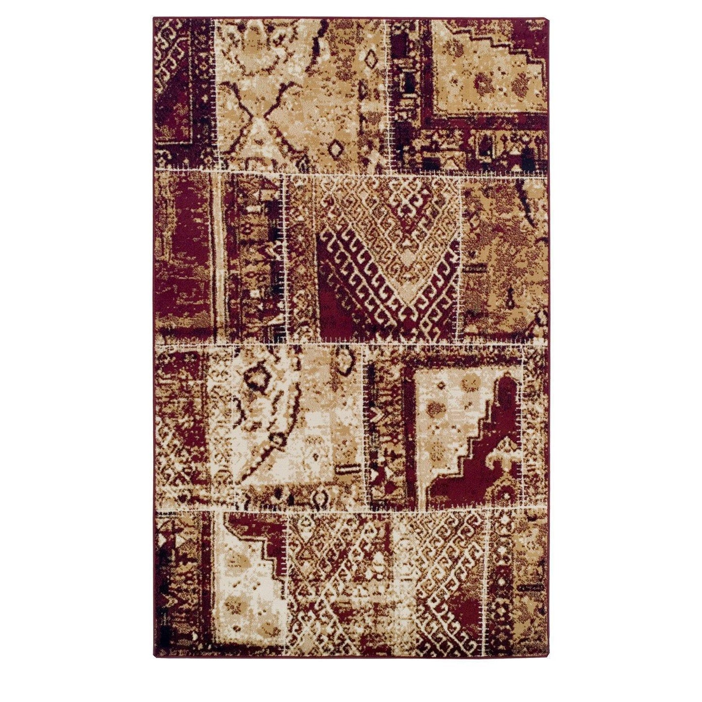 Parquet Contemporary Tribal Patchwork Distressed Rug FredCo