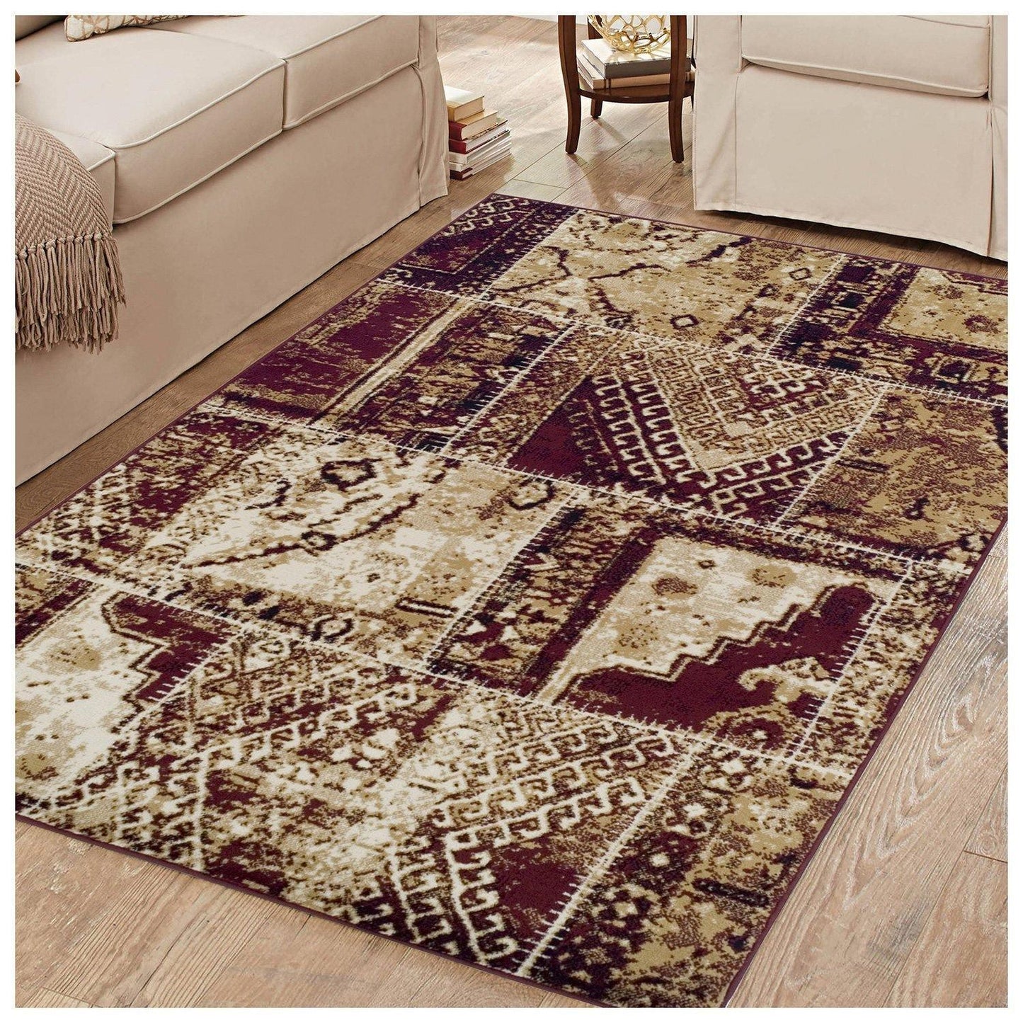 Parquet Contemporary Tribal Patchwork Distressed Rug FredCo