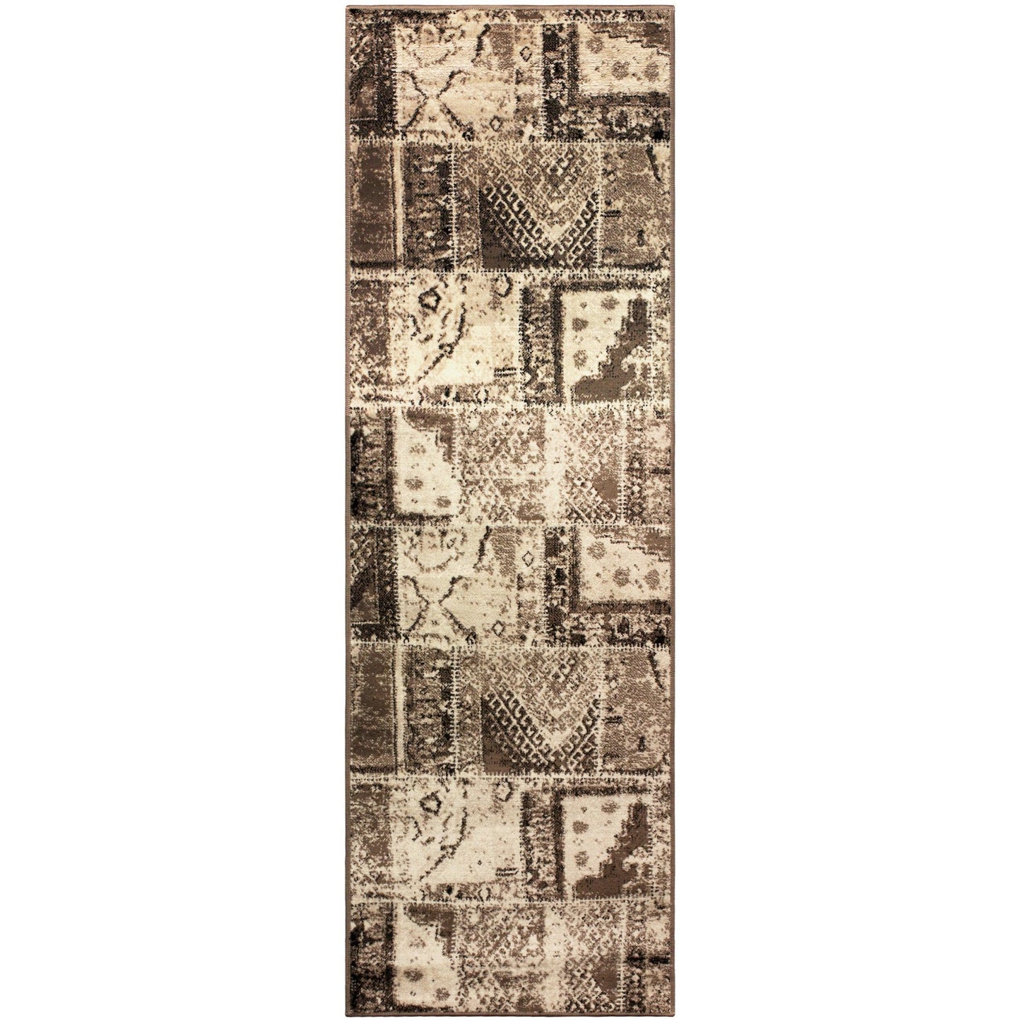 Parquet Contemporary Tribal Patchwork Distressed Rug FredCo