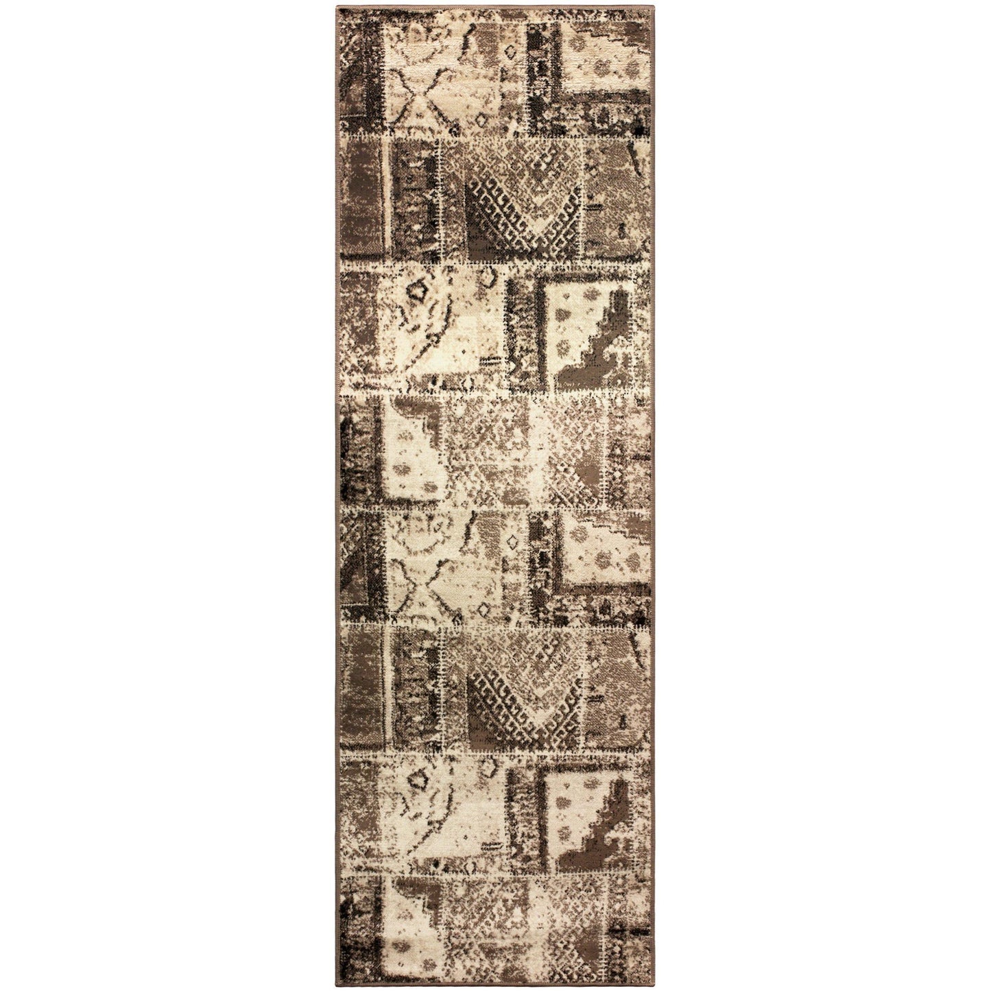 Parquet Contemporary Tribal Patchwork Distressed Rug FredCo